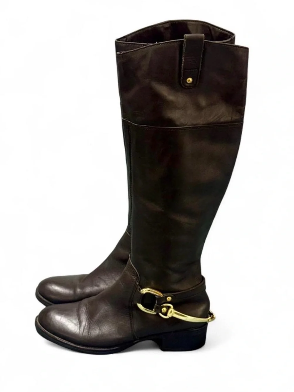 DUNE LONDON Tatter BLACK Leather Knee-High Riding Boots